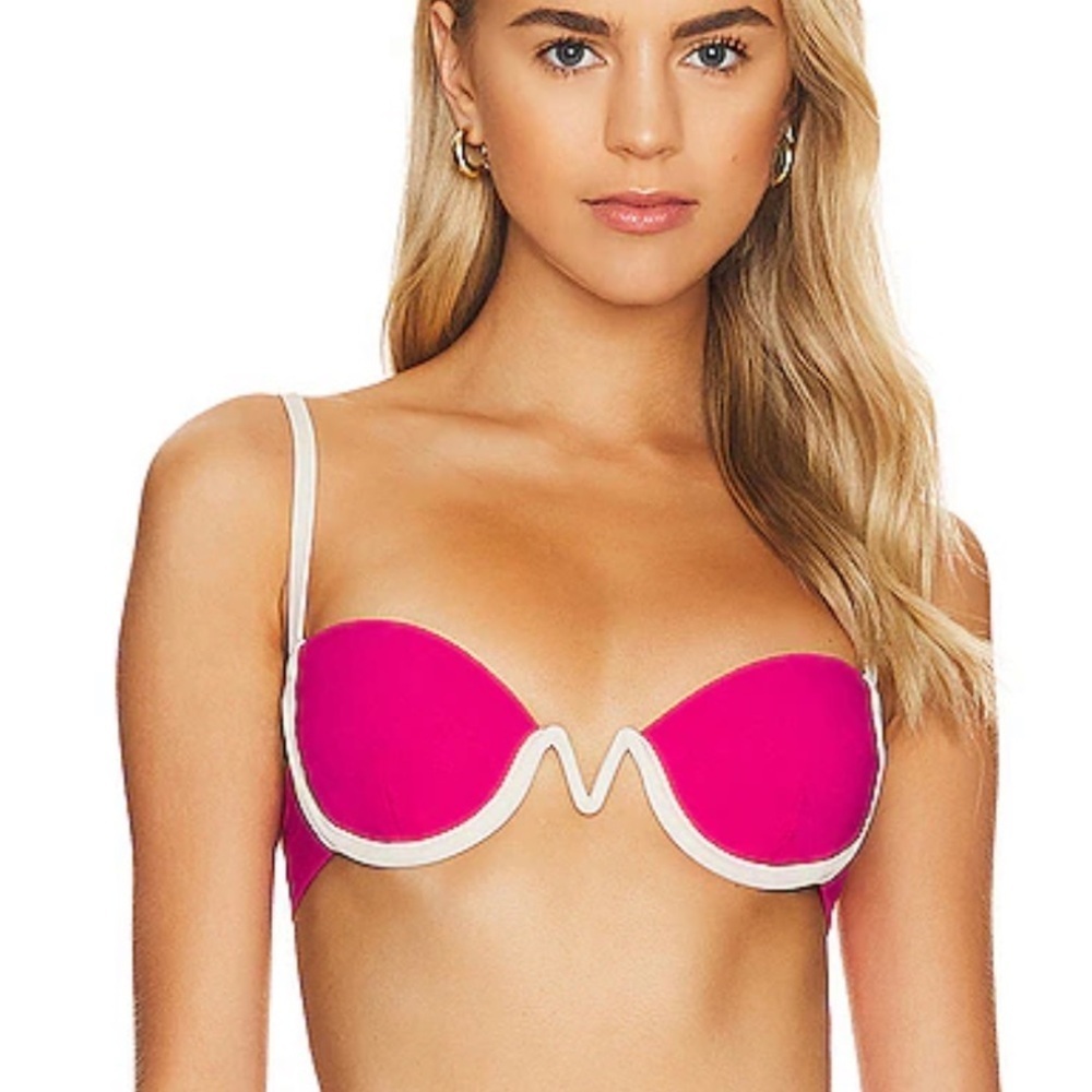 🌻NEW w.tags L*Space Nico Bougainvillea & Cream Bikini Top Size L | $125 Retail